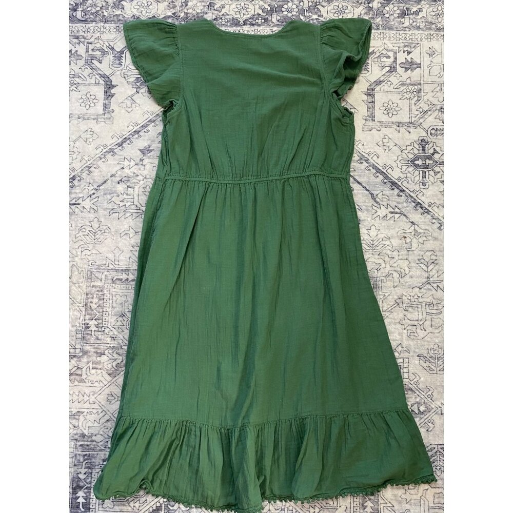Green Flutter Sleeve Midi Dress XXL (20) Time And Tru 100% Cotton Cottagecore - Picture 6 of 6